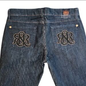 Rock & Republic Embellished Midrise Dark Wash Flare Jeans Size 28
